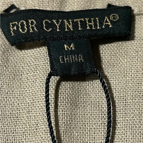 For Cynthia Womens Linen Shift Dress  3/4 Sleeve Beige Minimalist  Size  Medium - Picture 9 of 10